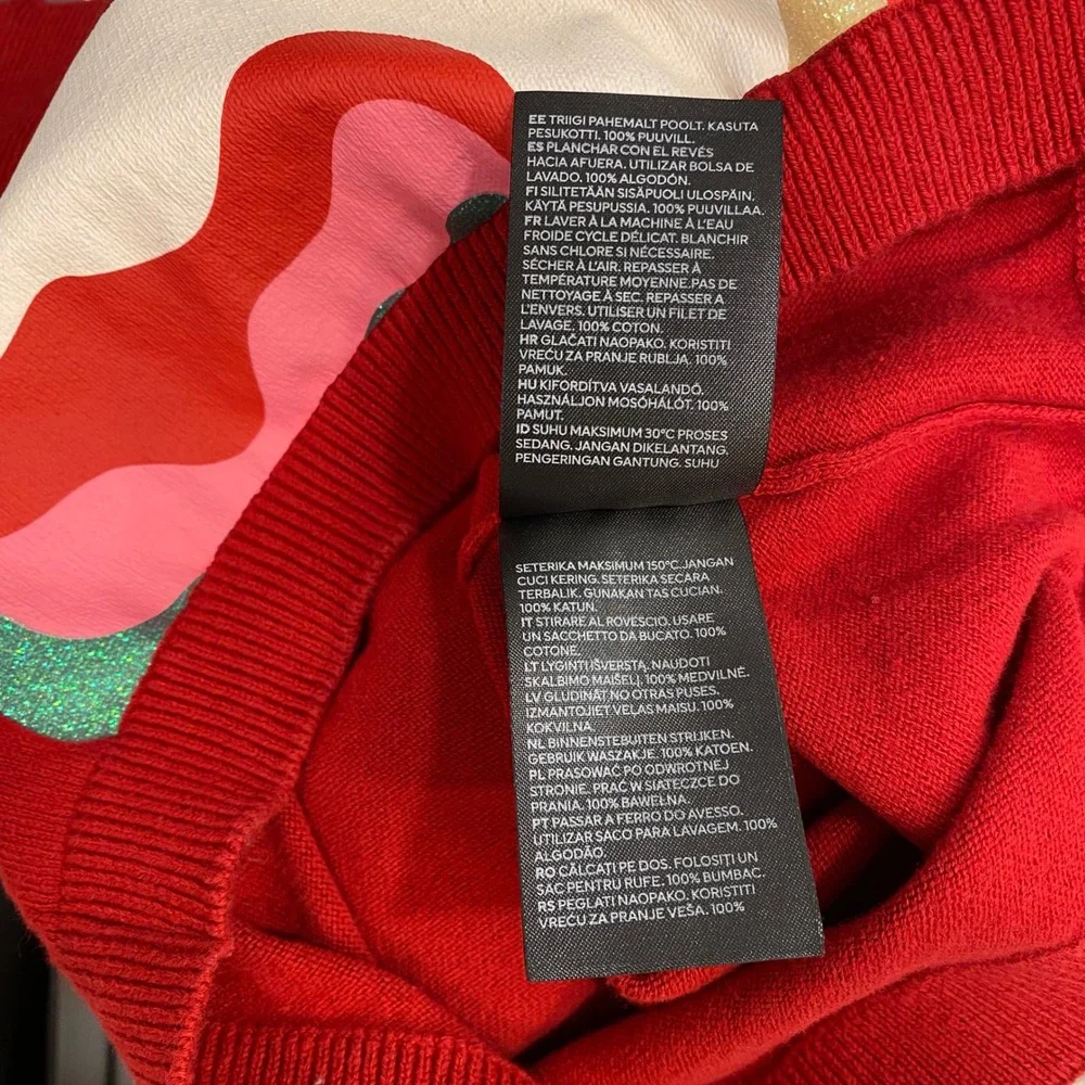 H&M Sweater & Dress Girls 4-6Y Red Mint Unicorn Bow Holiday Bundle 2pc